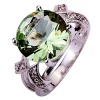 Psiroy 925 Sterling Silver Stunning Created Gorgeous Women's 12mm*12mm Round Cut Green amethyst CZ Charms Filled Ring