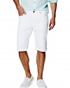 GUESS Men's Regular Straight Modern-Fit Denim Shorts in White Destroy Wash
