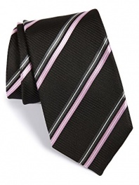 Boss Hugo Boss Striped Italian Silk Tie, Black 3 (7.5 CM) 50291550