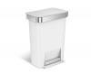 simplehuman Rectangular Step Can with Liner Pocket, 45 L/11.9 gallon (White Plastic)