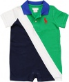 Ralph Lauren Baby Boys' Banner-Striped Cotton Shortall (18 Months , Stem Green Multi)