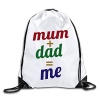 Lynie Drawstring Mum + Dad = Me Backpack Bag White