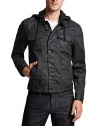 G by GUESS Men's Rakim Coated Denim Jacket with Removable Hood