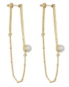Veenajo Pearl Earring with Plated Long Chain Dangle Drop Earrings 8cm