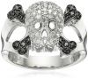 Sterling Silver Diamond Skull Ring (1/10 cttw, I-J Color, I2-I3 Clarity), Size 8