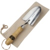 Manchester Mercantile Traditional English Garden Hand Trowel Gardening Tool with Burlap Gift Bag Featuring Strong Ash Wood Handle & Full Size Stainless Steel Digging Blade