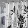 InterDesign Leaves Fabric Shower Curtain, Black/Gray/White