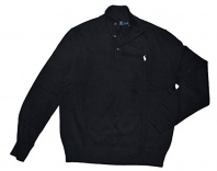 Polo Ralph Lauren Men's 3 Button Mock Neck Sweater, BLACK