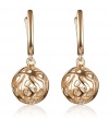 Lanfeny Sterling Silver Dangle Earrings Filigree Ball with Cubic Zirconia
