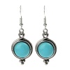 Qise Women's Inlaid Round Turquoise Drop Earrings