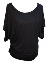 YogaColors Crystal Boatneck Sheer Dolman Sleeve Blouse Jersey Tee Up to Plus Size