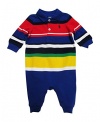 Ralph Lauren Baby Boys' Striped Cotton Mesh Coverall- Cruise Royal Multi (9 Months )
