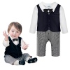 Baby Boys Jumpsuit Romper & Vest & Bowtie 3 Pieces Clothes Gentleman Tuxedo Suit