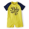 Ralph Lauren Baby Boys' Cotton Baseball Shortall (18 Months , Yellow)
