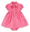 Ralph Lauren Polo Baby Girls Neon Pink Oxford Dress Set (18 Months)