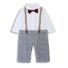 Baby Boy Romper Jumpsuit Toddler Outfits Suit Set with Bowtie & Straps