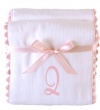 Princess Linens Garden Pique Burp Pad Set - White with Light Pink Rick Rack Trim-Q