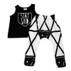 1Set Summer Kids Boys Girls T-shirt+Pants Clothing Geometric Printed Suit (24 Months, black)