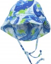 i play. Baby Boys' Flap Sun Protection Print Hat, Blue Turtle Batik, 0-6 Months