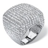 Round White Cubic Zirconia Pave .925 Sterling Silver Dome Ring