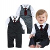 EGELEXY Baby Boy Formal Party Wedding Tuxedo Waistcoat Outfit Suit 6-12months Grey