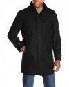 Perry Ellis Men's 35-Inch Wool-Blend Zip-Front Coat with Snap Placket