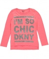 DKNY Little Girls' So Chic Top (Sizes 4 - 6X) - coral, 6