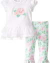 Hartstrings Baby-Girls Newborn Cotton Interlock Tunic and Legging Set, White, 3-6 Months