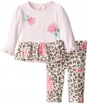 Hartstrings Baby-Girls Newborn Applique Tunic and Animal Print Legging, Pink Lilac, 6-9 Months