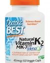 Natural Vitamin K2 MK-7 with MenaQ7 45mcg 60 Veggie Caps