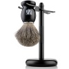 Miusco 100% Pure Badger Hair Shaving Brush and Luxury Stand Shaving Set, Black Stand, Black Brush