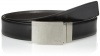Calvin Klein Men's 35mm Reversible Feather Edge Leather Belt w/ Logo Plaque, Black/Brown, 32