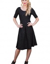 Eliza Modest Dress in Textured Patterned Black