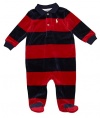 Ralph Lauren Polo Baby Boys Striped Velour Coverall Romper (6 Months)