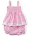 Ralph Lauren Baby Girls' Oxford Smocked Cotton Top & Bloomer Set (24 Months, Carmel Pink / White)