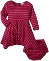 Splendid Littles Baby Girls' Fashion Stripe Dress, Plum, 12-18 Months