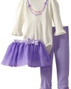 Hartstrings Baby-girls Newborn Body Suit with Legging and Tulle Skirt 3 Piece Set, Marshmallow, 6-9 Months