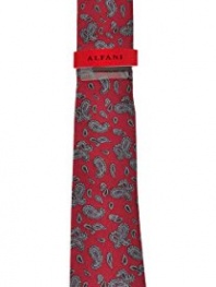 Alfani Red Men's 'Fulton Paisley' Skinny Tie w/Tie Clip (Red, OS)