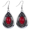 YAZILIND Vintage Tibetan Silver Red Oval Turquoise Dangle Drop Hook Earrings Women Gift