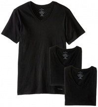 Calvin Klein Men's 3 Pack Cotton Classics Slim Fit V-Neck T-Shirt, Black, Large