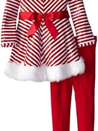 Bonnie Jean Little Girls' Mrs Claus Santa Christmas Dress & Leggings (X23717) (6X)