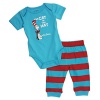 Dr. Seuss Short Sleeve Bodysuit and Pants, Blue Cat, 9 Months