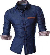 jeansian Men's Slim Fit Long Sleeves Casual Shirts 8561