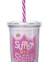 C.R. Gibson Kids Insulated Tumbler With Straw, BPA-Free, Acrylic Double-Walled, Perfect For Little Hands, Measures 3.25 x 5 - Super Big Sister