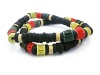 APECTO 8mm Black Wood Beads Multi Color Bracelet Link Wrist Elastic Necklace, NMN1