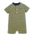 Ralph Lauren Baby Boys' Striped Cotton Mesh Shortall (6 Months , Yellow Multi )