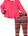 Splendid Littles Baby Girls' Chalk Stripe Pant Set, Hot Pink, 6-12 Months