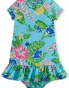 Ralph Lauren Baby Girls 2-Piece Floral Dress & Bloomer Set Turquoise Multi (9 Months)