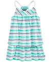 Nautica Baby Stripe Double Tier Dress with Rope Straps, Aqua Green, 12 Months