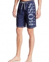 Hugo Boss Killifish Navy Blue Logo Polyester Swim Trunks Shorts (L)